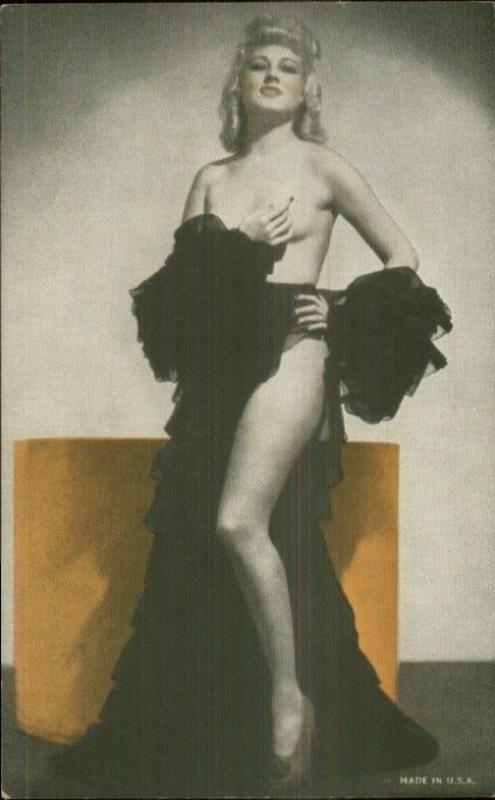 Semi-Nude Sexy Showgirl Pin-Up Exhibit Mutoscope Card - Long Robe Hanging Off