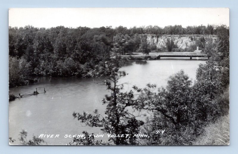 RPPC River Scene Twin Valley Minnesota MN UNP 1949 Postcard D16