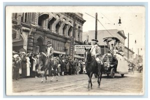 c1910's Patriotic Parade Main Street Jewel Optometrist Kids RPPC Photo Postcard 