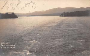 LAKE GEORGE NEW YORK THROUGH THE NARROWS~J S WOOLEY REAL PHOTO POSTCARD 1907