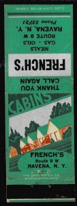 Ravena, NY - French’s Cabins - Matchbook cover