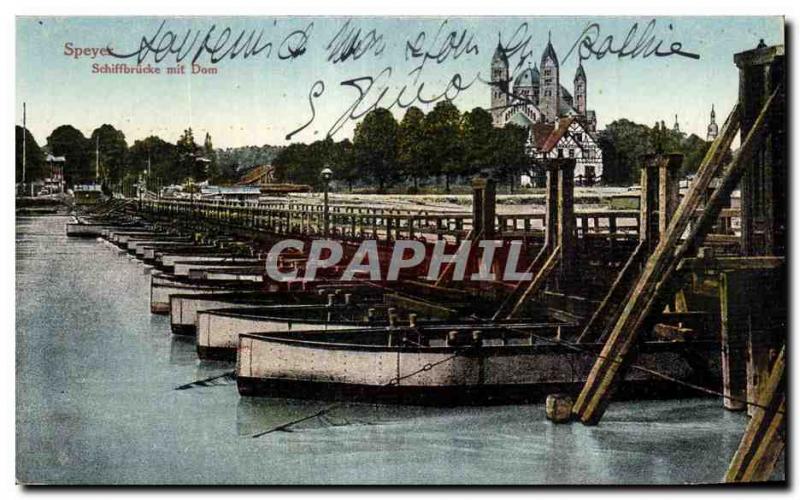 Postcard Old Speyer Schiffbrucke mit Dom