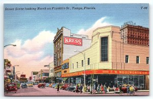 1950s TAMPA FL FRANKLIN STREET KRESS WOOLWORTH DEPARTMENT STORE POSTCARD P2713