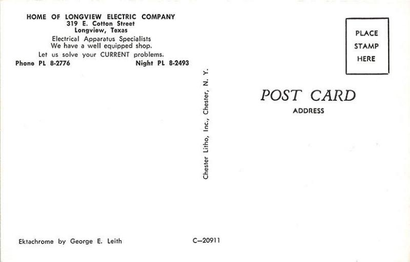 Longview TX Electric & Motor Company Postcard