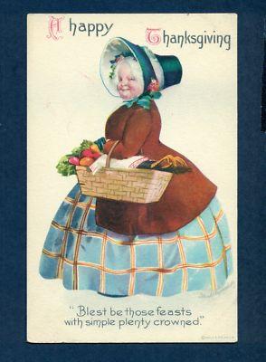 G2518 Clapsaddle Postcard Thanksgiving Older Woman