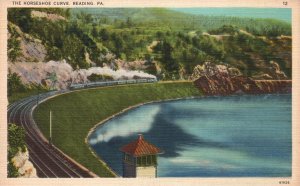 The Horseshoe Curve Beside River & Mountain Reading Pennsylvania PA Postcard