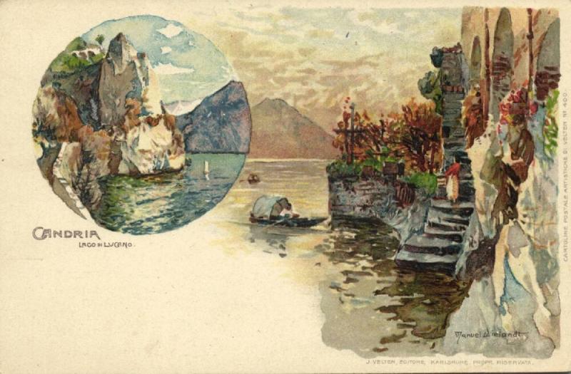 italy, CANDRIA, Lago Lugano (1910s) Artist Signed Manuel Wielandt Nr. 400