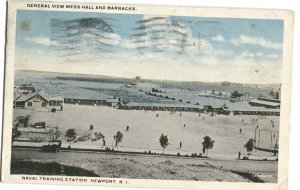 Postcard General View Mess Hall Barracks Naval Training Station Newport RI 1929