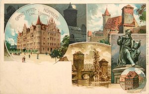 Postcard C-1905 Germany Nurnberg Hotel multi View Monument undivided GR24-3042