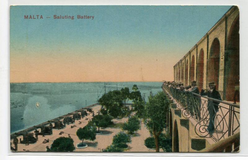 Saluting Gun Battery Malta 1910c postcard