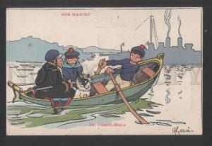 3119188 FRENCH BULLDOG Canoe-Major FRENCH NAVY by GERVESE old