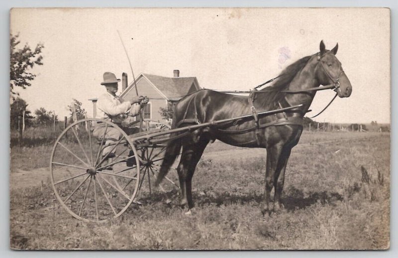 RPPC Farmer With Horse And Farming Buggy Henry Rowley Kansas Postcard Q21