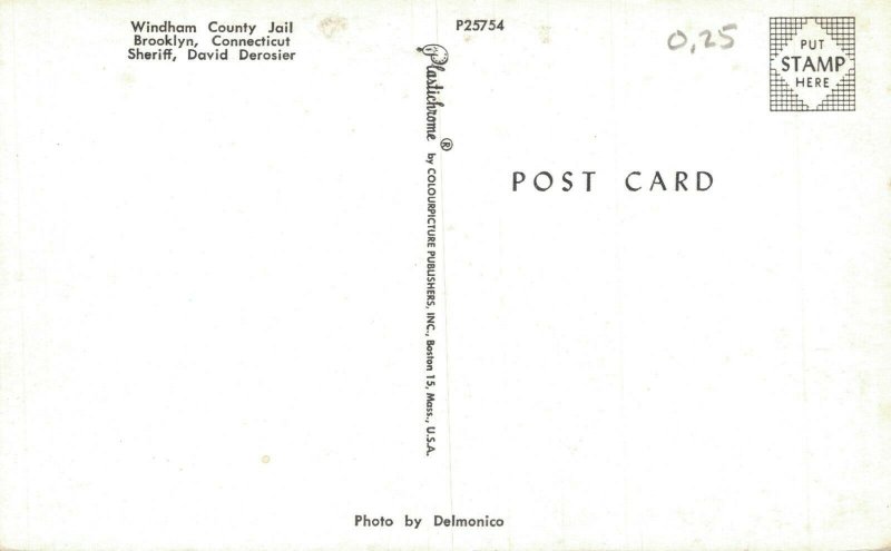 USA Windham County Jail Brooklyn Connecticut Vintage Postcard 07.84