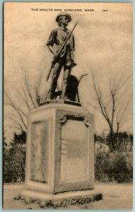 The Minute Man Monument Statue Concord MA Massachusetts UNP Gravure Postcard C14