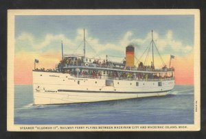 MACKINACK ISLAND MACKINAW CITY MICHIGAN STEAMER ALGOMAN II OLD POSTCARD