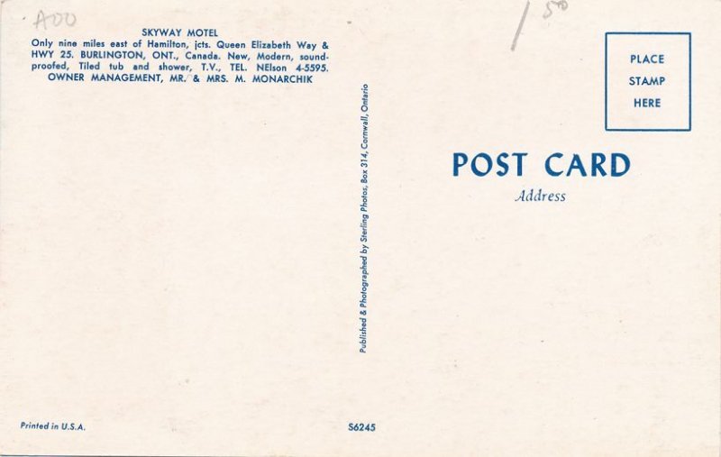 Skyway Motel on Queen Elizabeth Way - Burlington, Ontario, Canada - Roadside