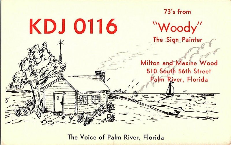 QSL Radio Card From Palm River Florida KDJ 0116 