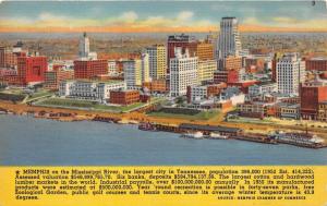 Memphis Tennessee Aerial View~Skyline~River Boats~Info About City in 1950