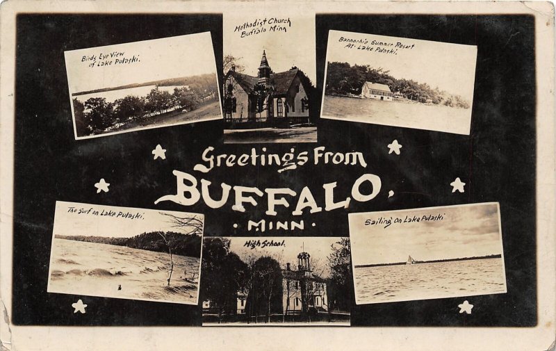 J17/ Buffalo Minnesota RPPC Postcard c1910 6View Church School Pulaski 7