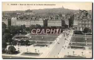 Old Postcard Paris Rue De Rivoli and the Butte Montmartre