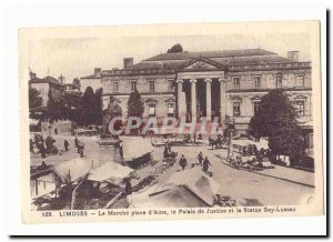 Limoges Old Postcard The walk up to & # 39Aine the courthouse and the statue ...