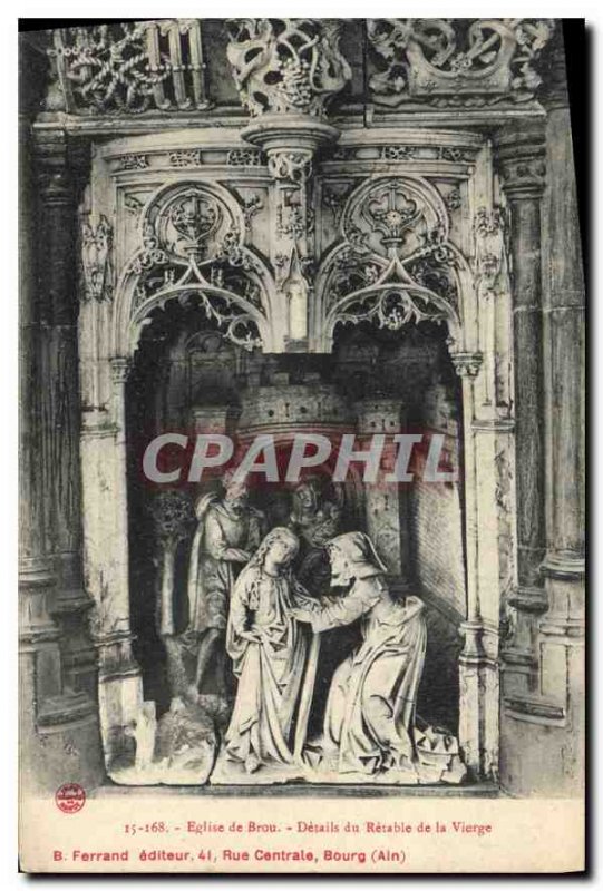 Postcard Ancient Church of Brou Details of the altarpiece of the Virgin B Fer...