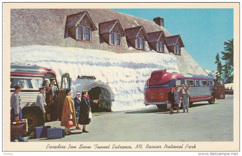 WASHINGTON, 1940-1960's; Mt. Rainier National Park, Paradise Inn Snow Tunnel ...
