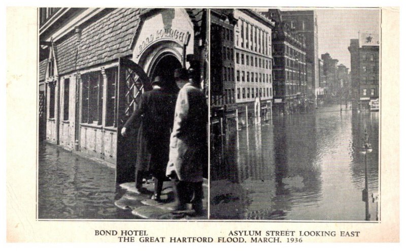 Flood  Disaster Connecticut Hartford Bond Hotel, Asylum St. looking East