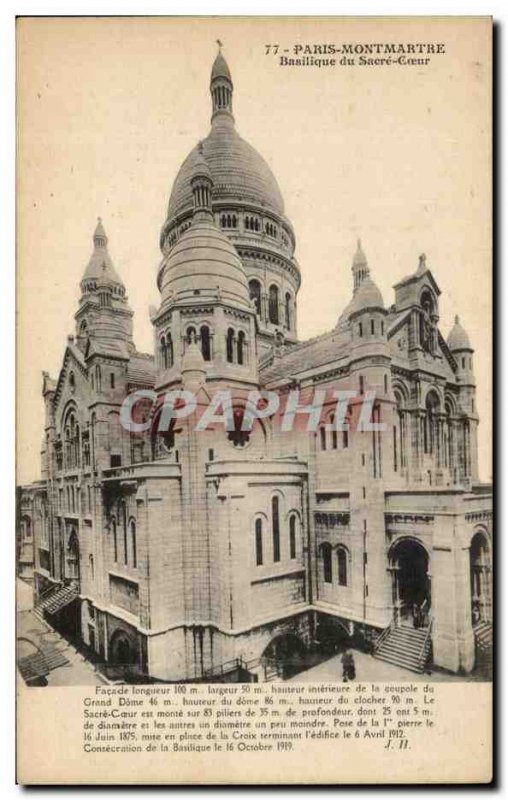Old Postcard From Paris Montmartre Sacre Coeur Basllique