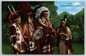Western Native American Ceremonial Attire UNP Unused Linen Postcard C16