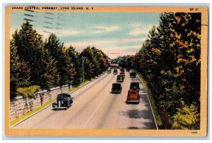 1943 Grand Central Parkway Cars Scene Long Island LI Unposted Vintage Postcard