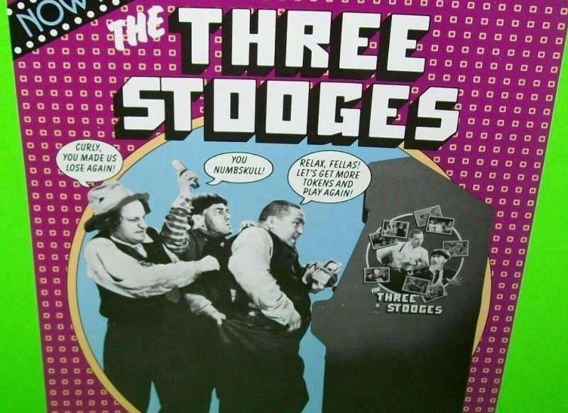 The Three Stooges Arcade FLYER Original 1984 Moe Larry Curly Game Art Print