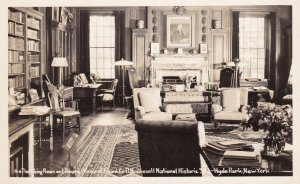 New York Hyde Park Franklin Roosevelt Home Living Room and Library Real Photo