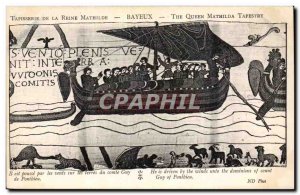 Postcard Old Bayeux Tapestry Queen is pushed by the wind on the land of Count...