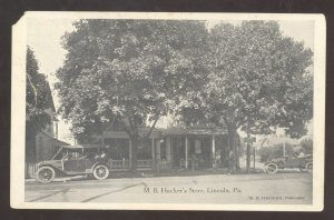 LINCOLN PENNSYLVANIA MB HACKER'S STORE OLD CARS VINTAGE POSTCARD