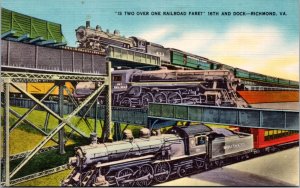 Postcard VA Richmond - Two Over One Railroad - 16th and Dock