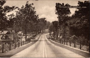 The River Road, Coca Cola Billboard, Amoco Station, Higganum CT Vtg Postcard P55 