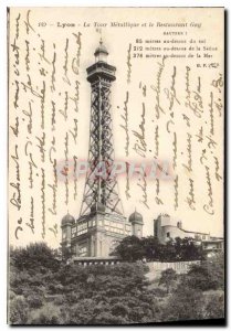 Postcard Old Lyon Tower of Fourviere and Gay Restaurant