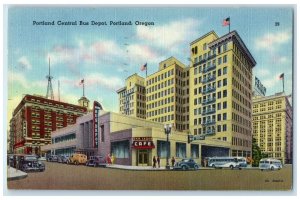 1952 Portland Central Bus Depot Cafe Shop Roadside Portland Oregon OR Postcard