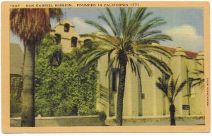 US Unused. San Gabriel Mission, Founded in California in 1771.