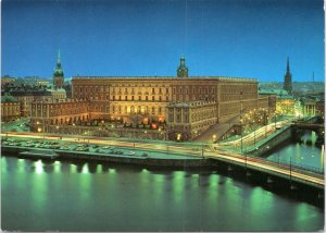 Postcard Sweden Stockholm Royal Palace at Twilight