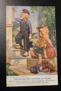 Mint USA Advertising Postcard The Dutch Boy Painter at Work National Lead Paint