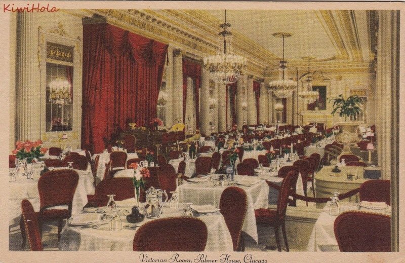 Postcard Victorian Room Palmer House Chicago IL