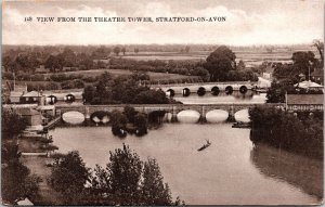 Stratford On Avon England Theatre Town Sepia Scenic Landscape BW Postcard 
