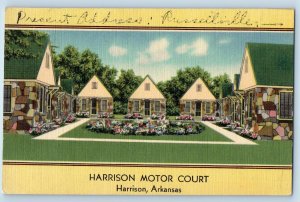 1941 Harrison Motor Court Cabins Landscaping Flowers Harrison Arkansas Postcard