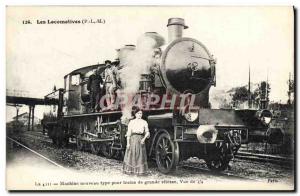 Postcard Old Train Locomotive new type machine for high speed trains