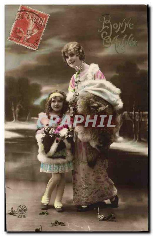 Old Postcard Fantaisie Child Fur