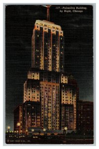 Postcard IL Palmolive Building At Night Chicago Vintage Standard View Card