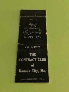 Vintage Matchbook Cover The Contract Club of Kansas City, Missouri MB186