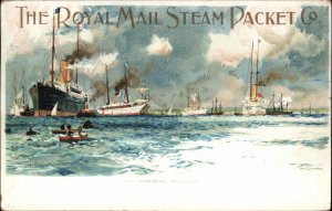 Royal Mail Steam Packet Barbados Mail Ships c1905 Vintage Postcard